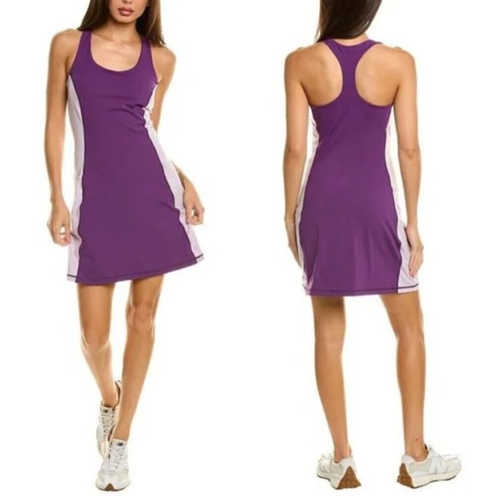 SWEATY BETTY Power Workout Colorblock Performance Dress ~ Deep Purple Large NWT